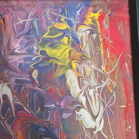 Hand Crafted Original Acrylic Pour Painting  The First One Upcycled Framed 16x20 - Picture 17 of 17